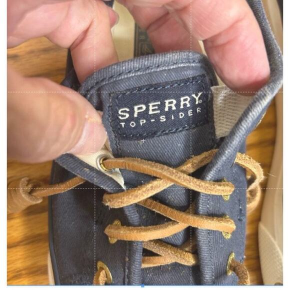 Sperry Top-Sider Sneaker Size 6.5 Navy Boat Leather Lace - Picture 2 of 8